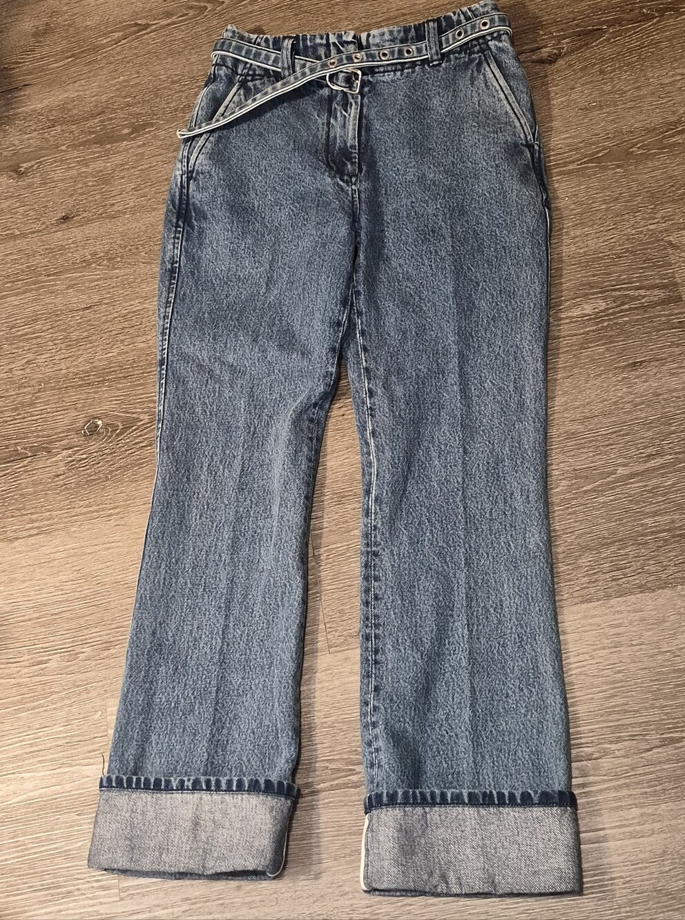 Phillip Lim Women Cropped Jeans Size 00 Light Wash Blue Denim Cuffed NWOT
